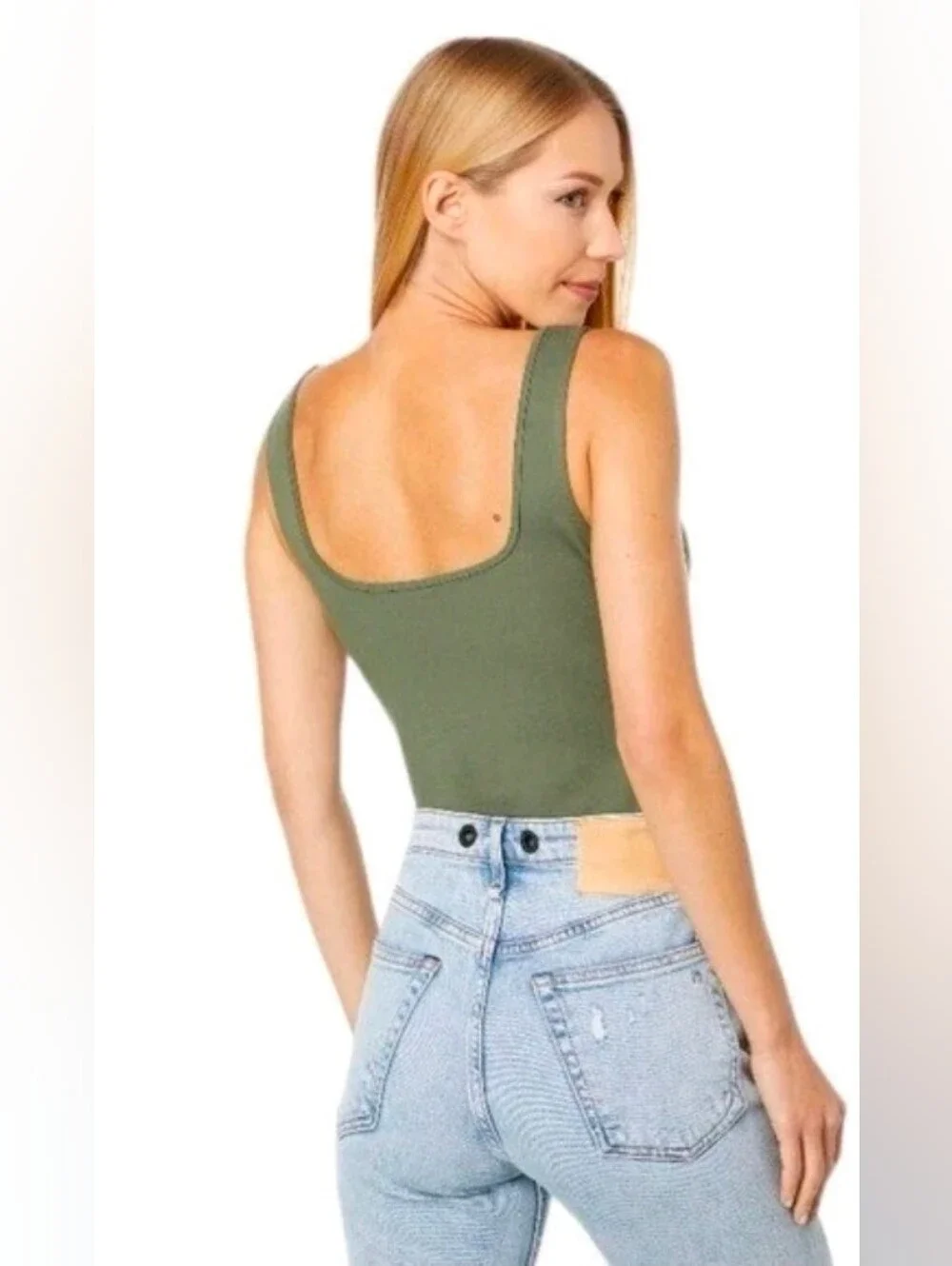 Abercrombie & Fitch Soft A&F Ponte Sweetheart Corset Tank Top XS Sage Green